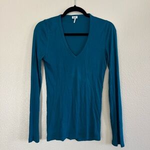 Splendid Teal Long Sleeve V-Neck Top